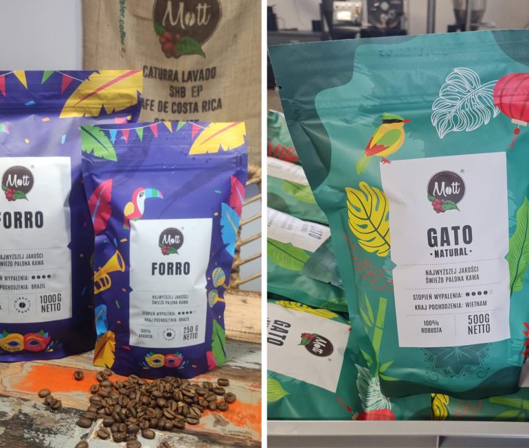 Opakowania kawy gato i forro MOTT COFFEE